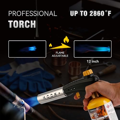Propane Torch Head,Powerful 4-Flame Blow Torch Head Trigger Start Propane Torch with Igniter MAPP Gas Torch Kit Grill Gun on 1-lb Propane Tank Holder for Soldering Welding Brazing Cooking - style: Torch Only