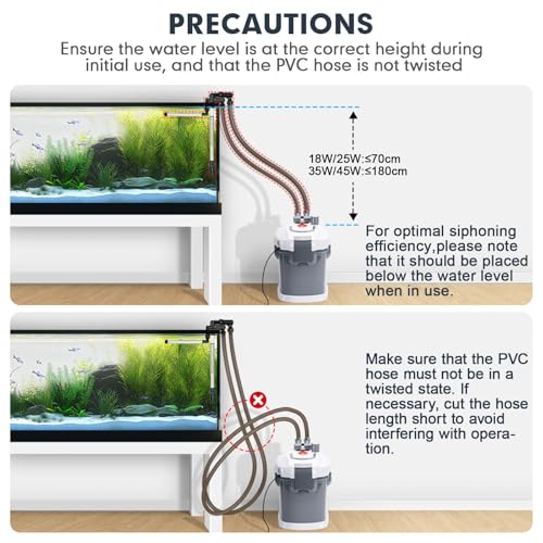 fishkeeper 225GPH Canister Filter, 3-Stage Filtration Aquarium Filter with Quartz Balls and Filter Cotton, Ultra-Quiet External Aquarium Canister Filter for Freshwater and Saltwater up to 65 Gal (18W) - size: 18W-225GPH/850LPH