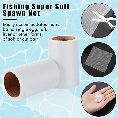 Woanger 2 Rolls Fishing Soft Spawn Net 3'' x 157.5'' Spawn Sac Netting Sack Catfish Fishing Bait Mesh Holder Accessories for Roe Bags - color: White