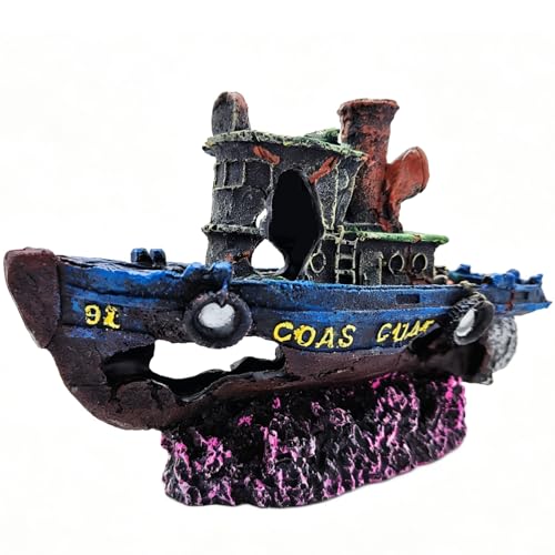 Fish Tank Decoration - Sunken Ship Aquarium Decoration Fish and Shrimp Aquatic Pets can Rest and Hide in Caves (Type-c) - color: Type-c