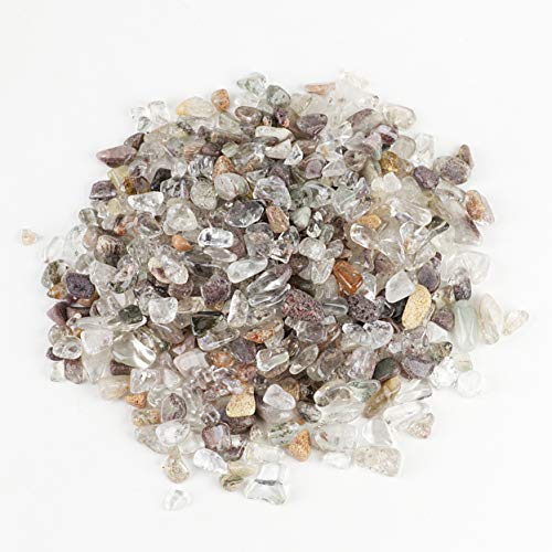 Cherry Tree Collection 1/2 Pound Polished Tumbled Gemstone Chips, Pebbles, Crystal Chips Bulk for Jewelry Making, Healing, Plants, Succulents, Aquariums, Decoration, Chakra (Green Phantom Quartz) - color: Phantom Quartz