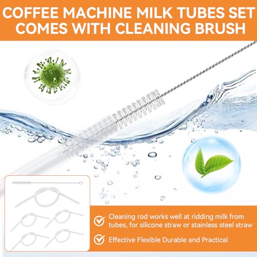 Milk Tube Hose Set with Jura Milk Pipe HP3 Connectors and Hose Brush for Jura Coffee Machines, Coffee Pipe Fit for Jura GIGA 6 10 W10 X5 S8 E8 Z10 Z8 Z7 Z5 Z6 Z8 Z9 J6 J8 J9 S80 WE8 C9, Silicon Tube