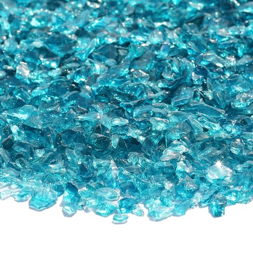 Crushed Glass for Resin Art, DIY Crafts, and Home Decor - 0.9LB Turquoise Broken Glass Pieces 3-6mm, for Vase Fillers, Tabletop Fire Pit, and Aquarium Rocks - color: Turquoise