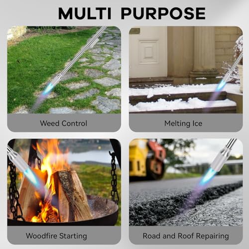 Weed Torch, Propane Burner, 24,000 BTU Weed Burner Torch for Propane Tank with Igniter, 32" Long Arm Blow Torch for Weeds, Portable Flame Thrower for Weeds, Fire Starter, Ice Melt