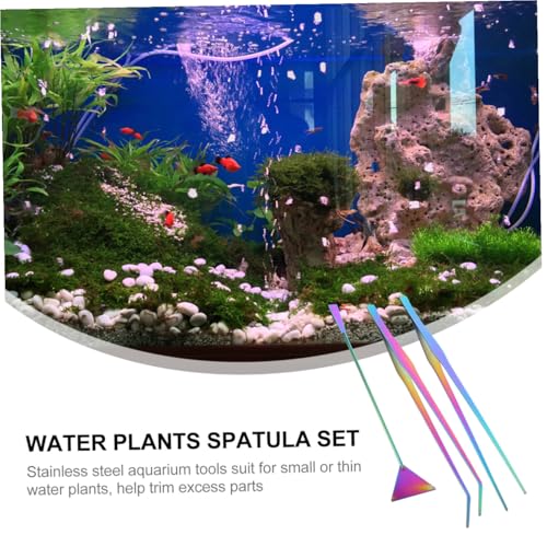 Balacoo Stainless Steel Scissor Tools Kit 3pcs Plant Tweezers Spatula for Aquarium Clean and Aquascaping