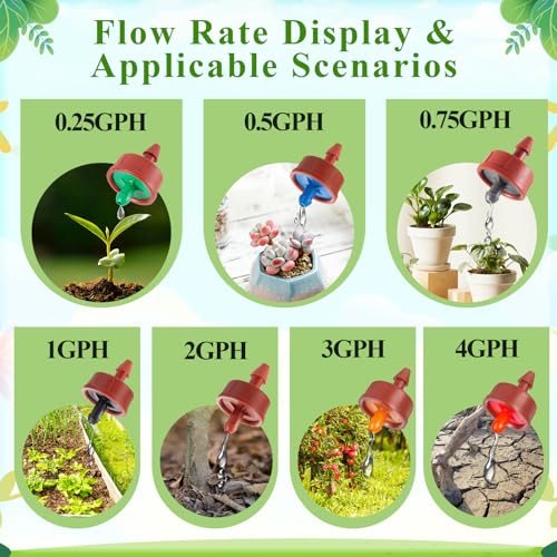 200Pcs 3 GPH Pressure Compensating Irrigation Drippers, Watering Spot GPH Dripper Drip Emitters Heads Constant Flow Outlet Heads for 1/4 Inch Irrigation Tubing for Garden Irrigation System - color: 3 GPH 200PCS