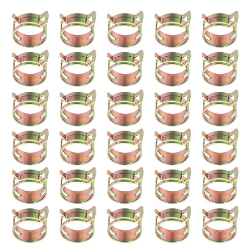 PATIKIL Spring Band Hose Pipe Clamps for 19-22.3 mm OD Hose, 30 Pack Silicone Vacuum Constant Tension Band Clips for Fuel Line Silicone Air Hose Tube Water Pipe, Gold - size: 19-22.3 mm