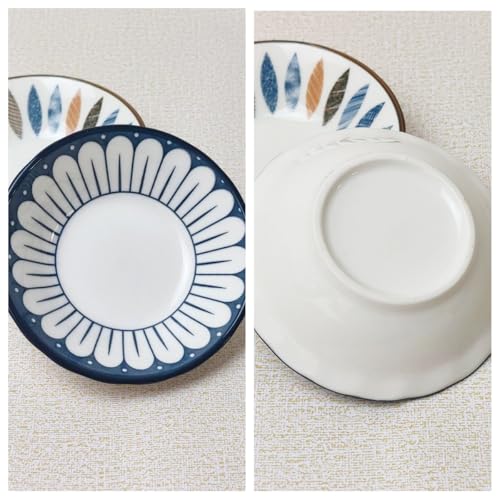 4 Pack 3 oz Cute Japanese Soy Sauce Dish Small Dipping Sauce Bowls Ceramic Sushi Dipping Bowls for Sushi,Side Dish,Ketchup,Dips,Condiment,Snack,BBQ Party - color: Navy Blue