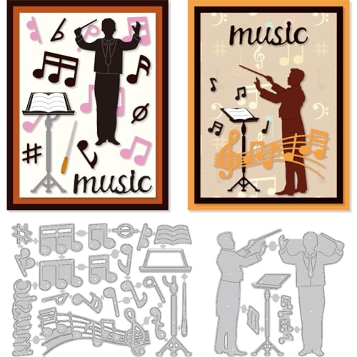 Music Conductor Die Cuts, Carbon Steel Die Cuts Cutting Dies Musical Note Stencils Scrapbooking Embossing Sheet Music Template Dies for Card Making Party Greeting Embossing Invitation Photo - style: Music Conductor
