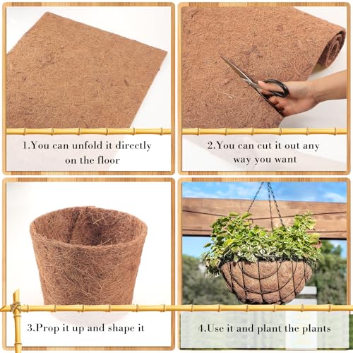 Jetec Coconut Liners for Planters, 12 x 240 Inch Natural Coco Planter Roll Liner for Hanging Basket, Reptile Carpet, Fiber Mat, Garden Decoration, Animal Pet Reptile Pad - size: 12 x 80 Inch