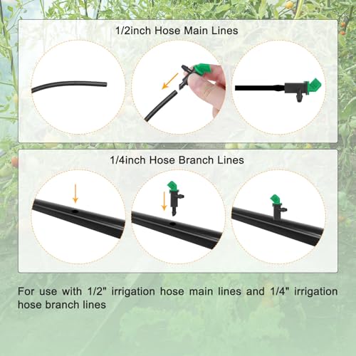 M METERXITY 60-Pack Flag Irrigation Dripper Emitter, 16L/H 4 GPH Plastic Drip Irrigation Connect for Garden/Trees/Herbs/Aquarium, Irrigation System Parts Tool [Black]