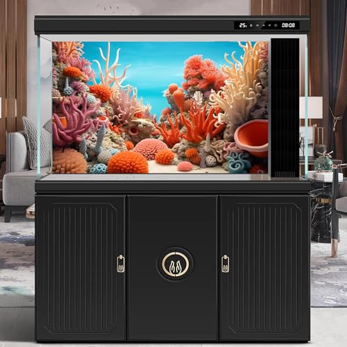 Under The Sea Aquarium Background Vibrant Splendor Coral Colony Terrarium Background Various Coral Underwater Blue Ocean Backdrops Deep Sea Aquatic Theme Fish Tank Background Poster Vinyl 24x12in - color: Red, size: 24(W)x12(H)in
