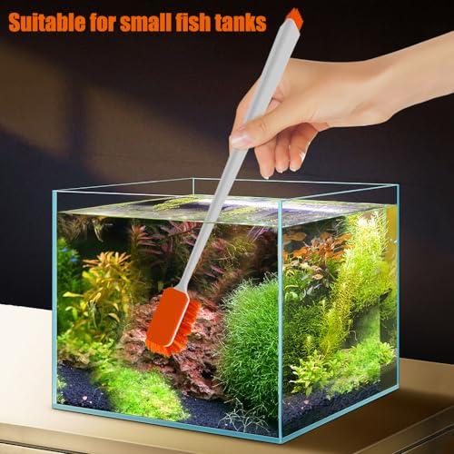 MiOYOOW Aquarium Cleaning Brush, Double Sided Aquarium Algae Scraper with 2PCS Felt Cloth Wipe Long Handle Fish Tank Glass Cleaner for Aquariums Home
