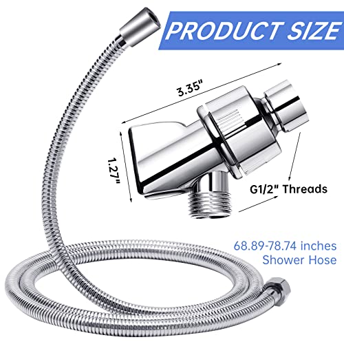 Shower Hose with Arm Bracket, 69 inch Stainless Steel Showers Hose Replacement, Adjustable Handheld Showers Arm Holder, Flexible Shower Head Hoses and Holder with Brass Ball, Chrome