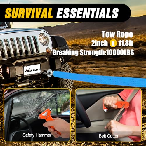 Nilight Car Emergency Kit with Jumper Cable, First Aid Kit Safety Assistance Tools for Travel Camping Outdoor Cars Truck SUV RV, Roadside Essentials with Flash Light - color: Essential Kit+Air Compressor