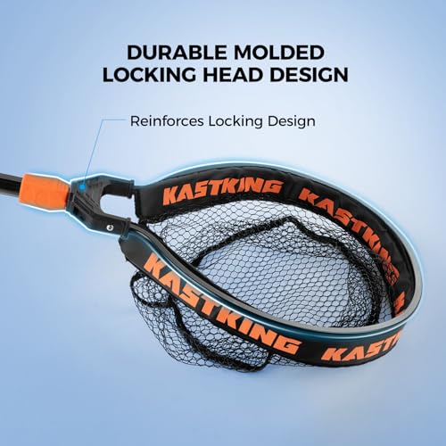 KastKing Titanet Fishing Net, Durable Aluminum Handle, Non-Slip Hi-Vis Grip, Compact Bag & Lanyard, Ideal for Kayak, Lake, Fly, or River Fishing, 2 Net Options - size: 26" Total Length (Fixed Handle), style: Pvc Net