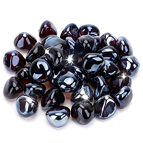 Stanbroil 10-Pound Fire Glass Diamonds - 1/2 inch Luster Fire Glass for Fireplace Fire Pit and Landscaping, Amber Luster - color: Amber Luster
