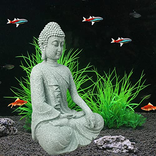 livelyfish Aquarium Buddha Statue Asian Japanese Fish Tank Decoration Zen Buda Figurines Stone Buddha Sculpture Ornaments for Fish Tank Decor, B-L - size: 3x2x4.7 inches