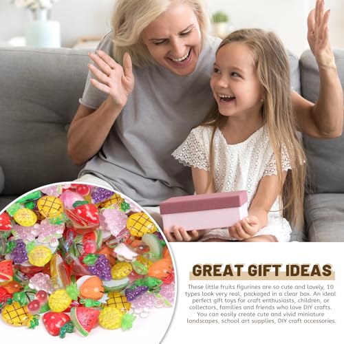 200pcs Mini Fruit Decor Resin Tiny Fruits for Crafts Dollhouse Miniatures Mini Resin Things for Fairy Garden Micro Landscaping Decoration Home Decor, 10 Types(Fruits) - color: 200pcs Tiny Resin Fruits