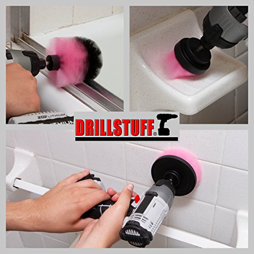 Cleaning Supplies - Bathroom Accessories - Drill Brush - Shower Cleaner - Tile Scrubber - Bathtub Scrub Brush - Bath Mat - Sink - Shower Door - Grout Cleaner Brush - Flooring - Porcelain - Fiberglass - color: Pink