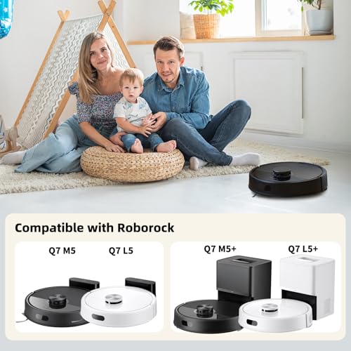 VIEWALL Q7M5 Replacement Accessories Kit for Roborock Q7 M5/M5+, Q7 L5/L5+ Plus Robot Vacuum, 1 Main Brushes, 4 HEPA Filters, 4 Side Brushes, 4 Mop Pads, 1 Cleaning Tool, 1 Screwdriver - color: Q7 M5 Kit - Black