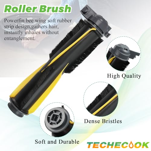 Replacement Parts for Shark Robot Vacuum R101AE RV1001AE AV911S RV2001WD RV1100SRUS RV1100VRUS by Techecook - Includes 6 x Side Brushes, 3 x Filters,1 x Main Rolling Brush and 1 x Cleaning Brush