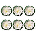 GSHLLO 6 Pcs Artificial Foam Lotus Faux Water Lily Flowers Floating Pond Plants Decoration Realistic Lotus Lily Pad Ornaments for Pool Aquarium White