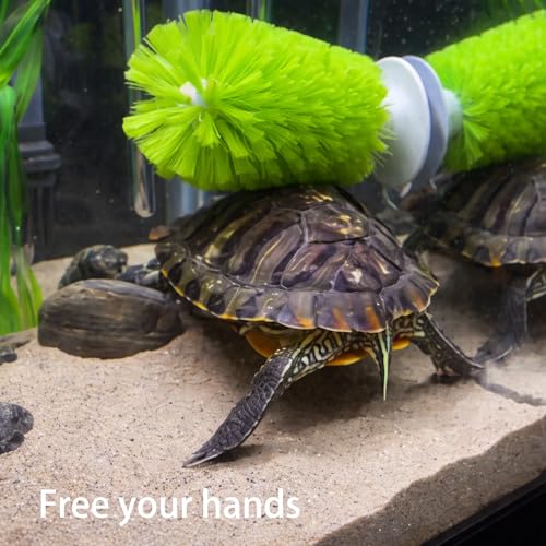 Turtle Brush, Turtle Tank Decor with Suction Cup, 5-Piece Aquarium Cleaning Kit for Turtle Habitat Maintenance, Turtle Tank Decorations with Durable TPR and PP Materials