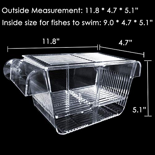 Fish Breeder Box Fish Hatchery Floating Fish Breeding Box with Removable Grating Perfect Fish Tank Divider for Agreesive Injured Pregnant Fishes - size: L