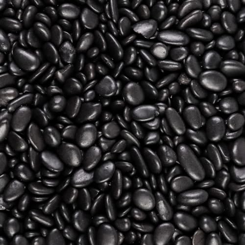 5lb River Rocks Polished Silica Gravel for Plants, Garden Decorative Pebbles Ideal for Fish Tank, Vases, Succulents, Crafting, Home Decor and Garden Landscaping, Polished Black - color: Black, size: 5LB