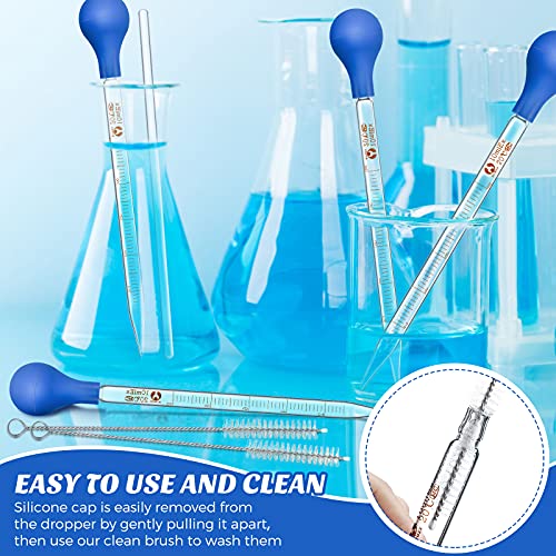 Weewooday Glass Droppers Pipettes Back to School Lab Dropper Glass Liquid Pipette with Big Rubber Hats 20 cm Stir Rod Washing Brush Transfer for Liquid Essential Oil(16 Pieces,Blue,10 ml) - color: Blue, size: 10 ml