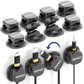 Never-Lose 1s Lock Spring Cable Solution – Rotatable Cable Clips, Strong Adhesive Cord Organizer & Wire Holder for Desk, Car, Wall & Nightstand, Tangle-Free Cable Management, 12 Pack (Black) - size: Pack of 12