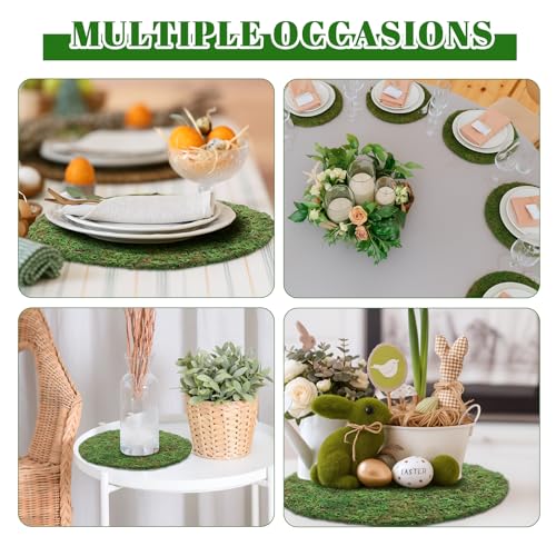 Canlierr 12 Pack Dried Moss Mats Sheets for Crafts, 10/12 Inch Round Green Preserved Moss Placemats for Wedding Party Birthday DIY Garden Plants Decor Home Table Decoration(10 Inch) - size: 10 Inch