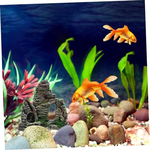 Fish Tank Mountain Decoration Rock Cave Resin Ornament for Aquatic Terrarium Compact Aquarium Decor for Small Spaces Easy Setup Visually Striking Design