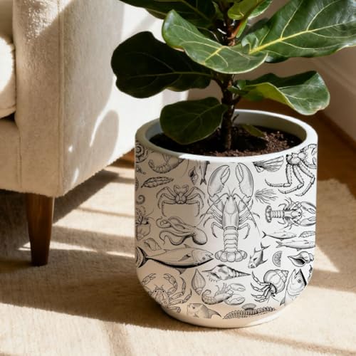 SUPERDANT 4PCS Marine Life Underglaze Paper Transfer Lobster Fish Crab Transfer Papers for Clay Ceramic Porcelain Under Glaze Transfers for Pottery Enamel Decals Black Decal Handcrafted Gifts - style: Marine Life