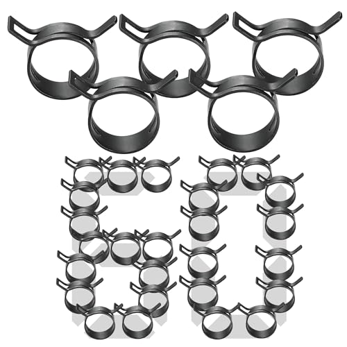 60Pcs 0.35"(9mm) Spring Band Hose Clamps,Constant Tension Hose Spring Clamps, Fuel Line Silicone Vacuum Hose Steel Clamp,Low Pressure Air Clip Clamp for Automobiles(Black) - color: Black-60pcs, size: 0.35"(9mm)