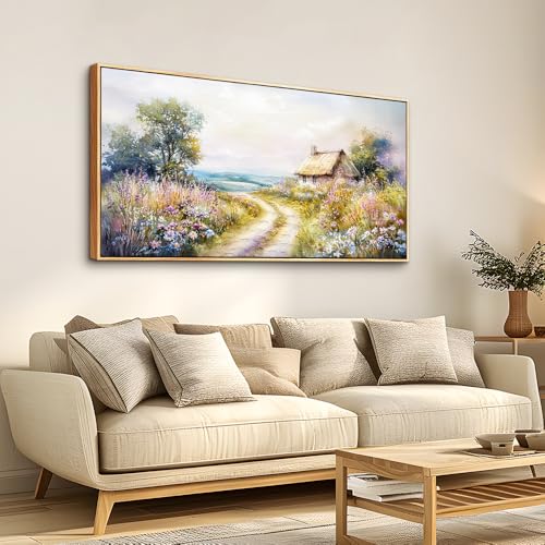 ZUITINGHUA Large Wood Framed Wall Decor For Living Room Canvas Wall Art For Office Modern Wall Decorations For Bedroom Country Road Landscape Painting Farmhouse Pictures Artwork Home Decor 24x48 In - color: Country Road Wood Framed, size: 48"L x 24"W