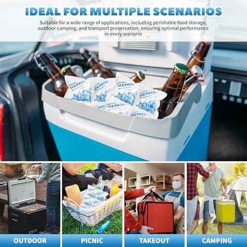 100 Sheets Reusable Freezer Ice Packs for Coolers & Lunch Boxes - Long-Lasting Gel Ice Packs, Cuttable 600 Cells, Keep Food/Drinks Cold for Shipping, Camping, Beach, Fishing - style: 5.5''x8.2'' 100 Sheets 600 Cells