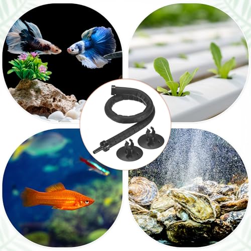 M METERXITY Air Stone for Aquarium Fish Tank, 11.81 Inch Rubber Pipe Bubble Diffuser with Suction Cup for Hydroponics/Aquaculture, Oxygen Diffuser Bar Bubble Wall Decorations