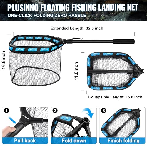 PLUSINNO Fishing Gear,Fishing Backpack with Floating Fishing Net,Tackle Boxes,Waterproof Fishing Tackle Bag,Fishing Gifts for Men - color: Black Camo Backpack With Fishing Net