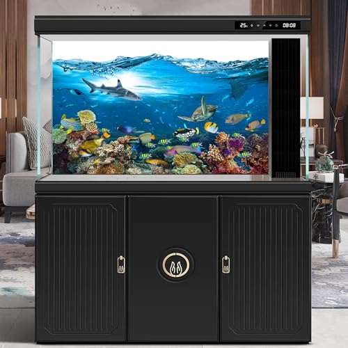 Under The Sea Aquarium Background Tropical Marine Colorful Coral Reef Panorama Terrarium Background Blue Sea with Sunbeams Fish Tank Backdrop Deep Sea Tropical Fish Groups Backdrops 24x12in - color: Marine Blue, size: 24(W)x12(H)in