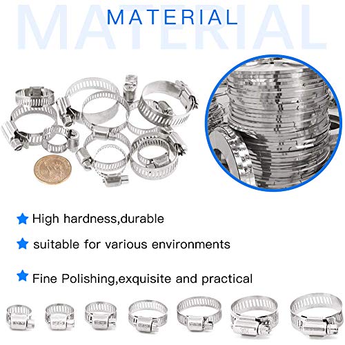Quickun 10Pcs 4" Stainless Steel Hose Clamp Worm Gear Clamps Adjustable 3.3"-4.25"(84-108mm) Range, Fuel Line Clamp for Water Pipe, Hose Clips, Automative and Mechanical Application - size: 3.30"-4.25"