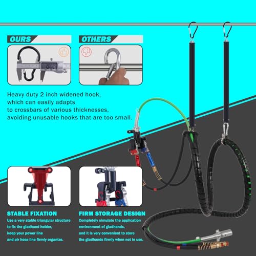 CheeMuii 15 FT Semi Truck Air Line Kit with Gladhands, Air Line Holder, Springs & 7 Way Trailer Cord - size: 15FT-Black
