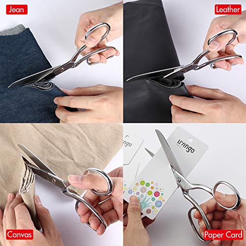 LIVINGO 8" Professional Heavy Duty Tailor Fabric Scissors, Dressmaker Sewing Classic Stainless Steel Ultra Sharp Forged Shears, Bent A-silver - color: A-silver
