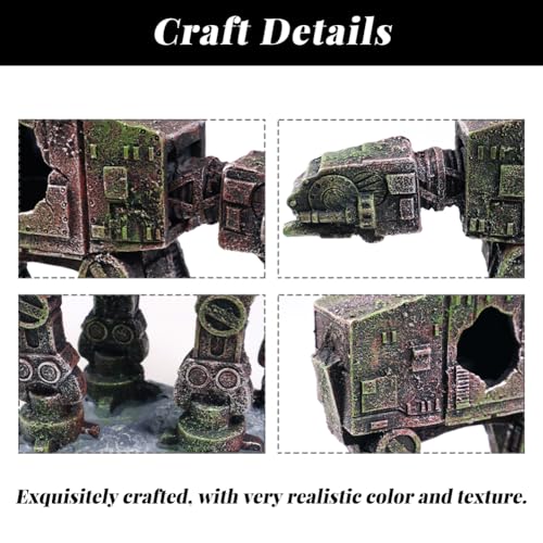 Fish Tank Decorations AT-AT of Star Wars Aquarium Decorations Betta Fish Tank Accessories for Sleep Rest Hide and Play (M) - color: Metallic Color