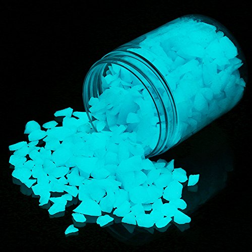 Shiny Stone Glow in The Dark Aquarium Neon Gravel Sand, Decorative Rocks for Fish Tank and Fairy Garden, Home Dec,305g/0.67lbs (5-8mm, Blue) - color: Blue, size: 5-8mm
