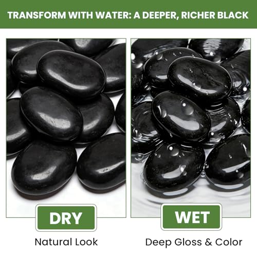 6 lbs Black River Rocks for Landscaping, 2-3 Inch Polished Pebbles for Garden, Decorative Stones for Plants, Succulents, Aquarium, Fish Tank, Outdoor Yard Walkways & Paving - size: 6lb, style: black