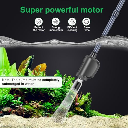 Electric Aquarium Gravel Cleaner,Strong Flow, Multifunctional Water Changer & Filter, Adjustable Silent Motor, Telescopic Tube for Low Water Level & All Tanks（36W,580GPH
