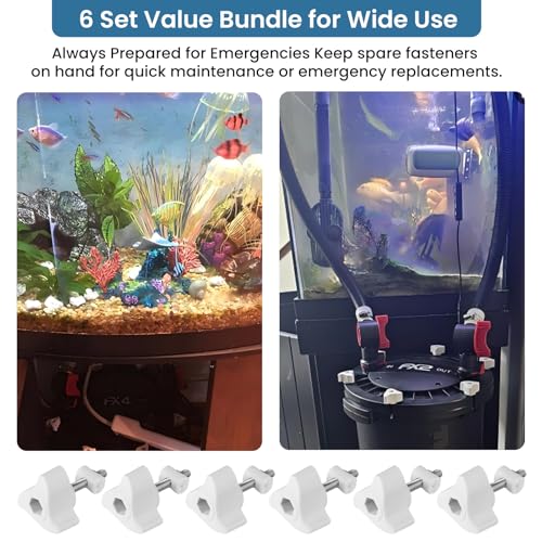 6 Set Lid Fastener Compatible with Fluval FX6/FX4/FX2 Heavy Duty Replacement Canister Filter Fasteners, Durable Replacement Clips Easy Snap-On Installation Leak-Proof