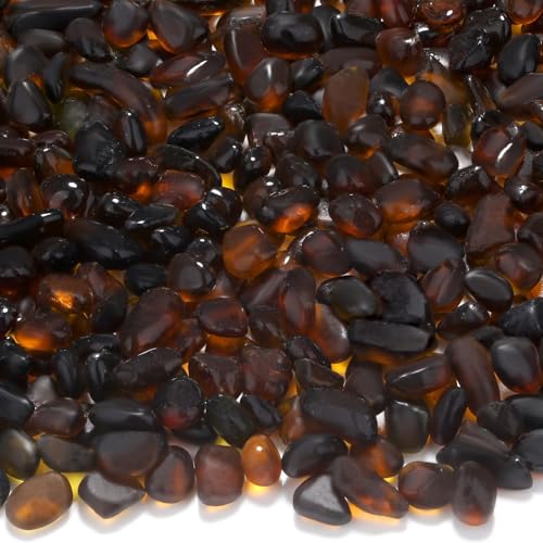 YATOJUZI Aquarium Gravel Fish Tank Rocks 0.85lb Sea Glass Stones for Crafts Decorative Frosted Glass Pebbles for Aquarium Fish Tank Vase Filler DIY Home Decor (Dark Brown) - color: Dark Brown